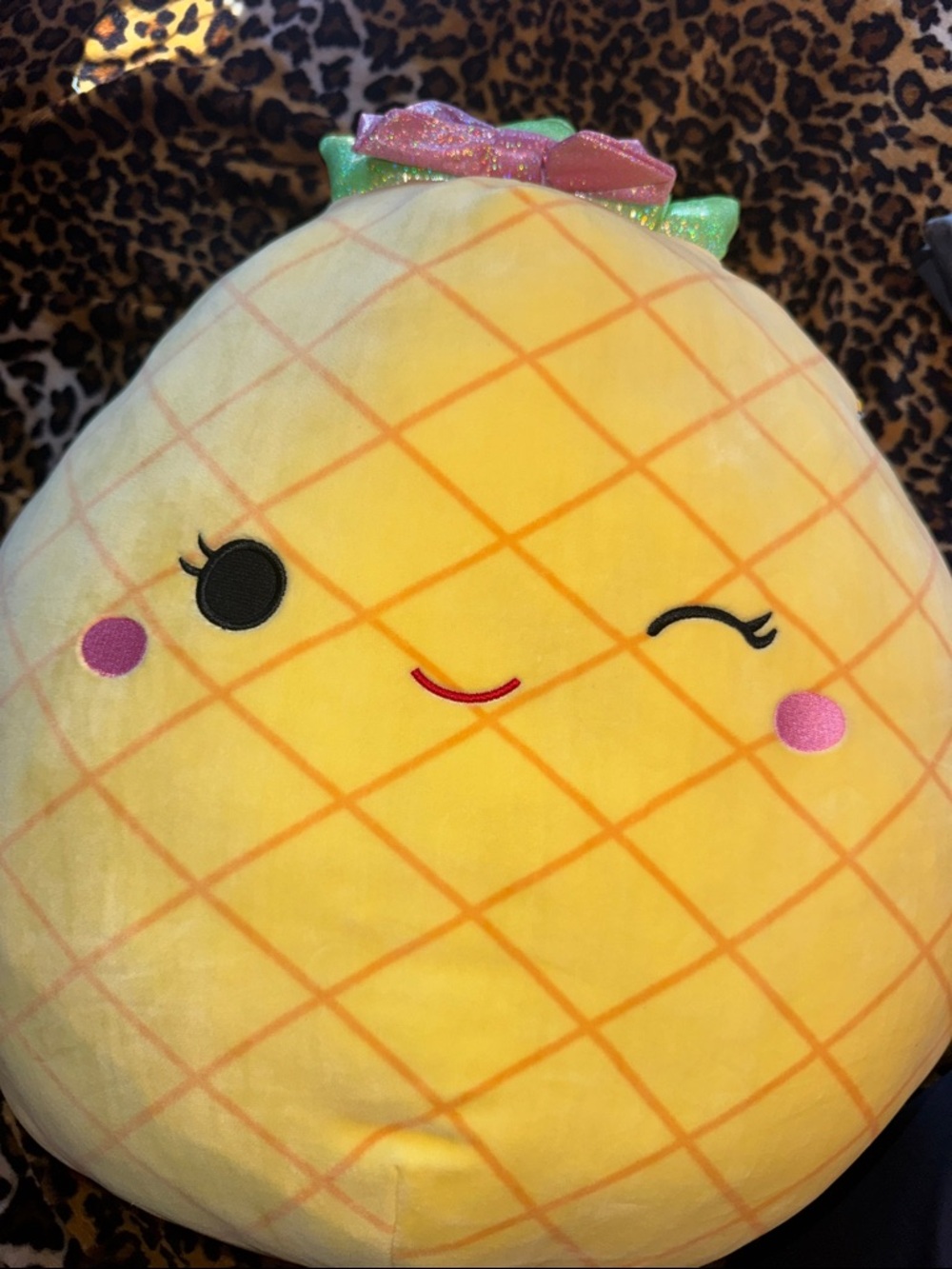 Squishmallows Yellow Pineapple Plush with Sparkly Green Top